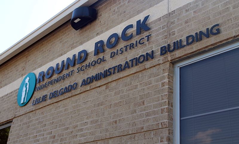 Photo of the front of the Round Rock ISD Lillie Delgado administration building